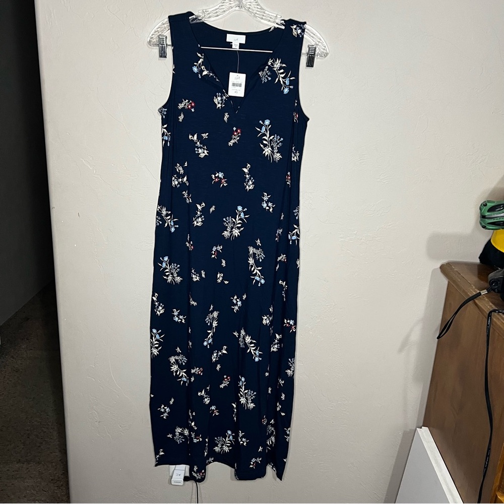 NWT J.‎ Jill Navy Blue Floral Perfect Summer Maxi Dress - Picture 4 of 13
